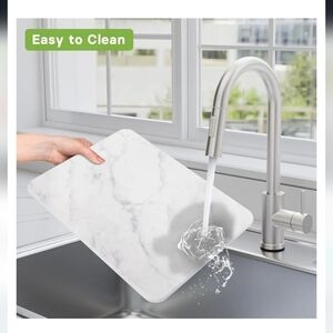 Kawaiita Large Stone Dish Drying Mat White Marble NIB